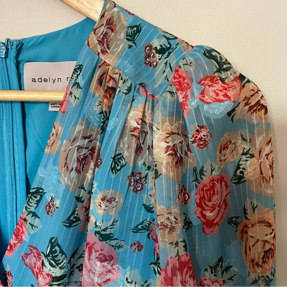 Adelyn Rae Floral Ruffle Wrap Midi Dress Blue – Size Small Feminine Romantic - Picture 7 of 15